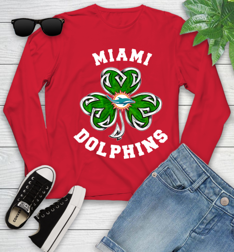 NFL Miami Dolphins Three Leaf Clover St Patrick's Day Football Sports Youth Long Sleeve 11