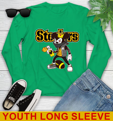 Pittsburgh Steelers NFL Football Mickey Peace Sign Sports Youth Long Sleeve 8 Pittsburgh Steelers NFL Football Mickey Peace Sign Sports Youth Long Sleeve - Image 8