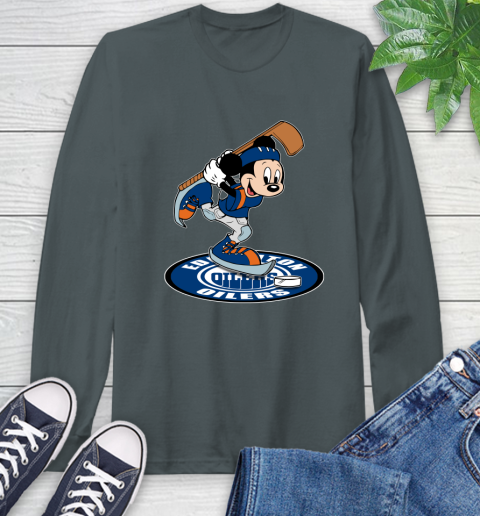 NHL Hockey Edmonton Oilers Cheerful Mickey Disney Shirt Long Sleeve T-Shirt 7