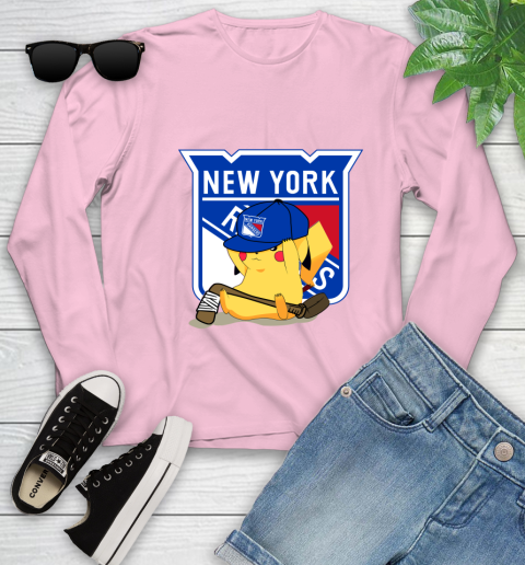 NHL Pikachu Hockey Sports New York Rangers Youth Long Sleeve 10