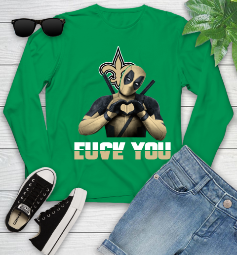 NHL New Orleans Saints Deadpool Love You Fuck You Football Sports Youth Long Sleeve 7