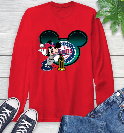 MLB Minnesota Twins The Commissioner's Trophy Mickey Mouse Disney Long Sleeve T-Shirt 10