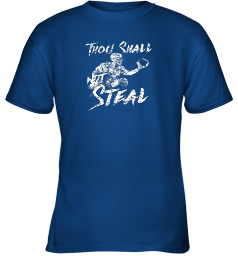 pg5v thou shall not steal baseball catcher youth t shirt 26 front royal