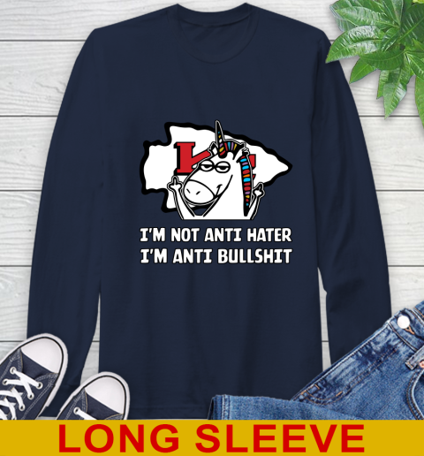 Kansas City Chiefs NFL Football Unicorn I'm Not Anti Hater I'm Anti Bullshit Long Sleeve T-Shirt 4