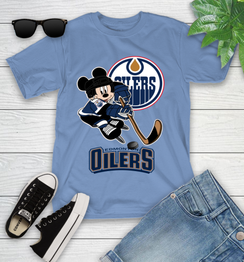 NHL Edmonton Oilers Mickey Mouse Disney Hockey T Shirt Youth T-Shirt 23