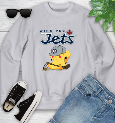 NHL Pikachu Hockey Sports Winnipeg Jets Youth Sweatshirt 4