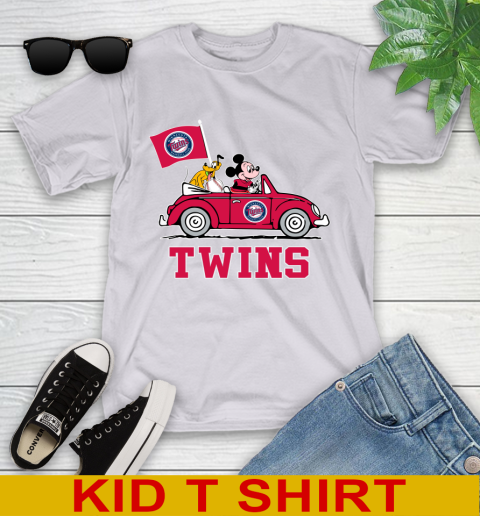 MLB Baseball Minnesota Twins Pluto Mickey Driving Disney Shirt Youth T-Shirt 5