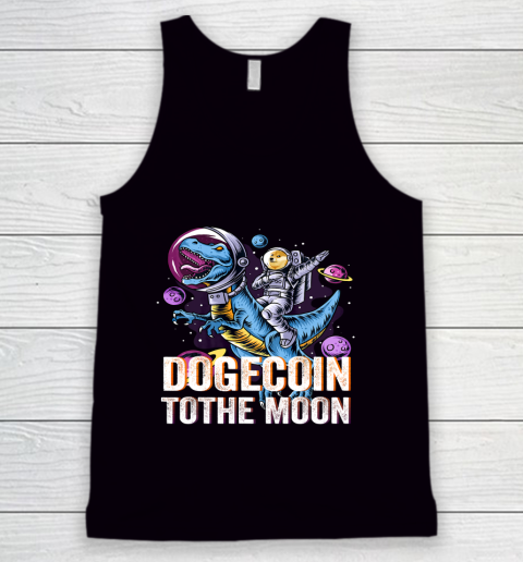 Dogecoin To The Moon T rex Cryptocurrency Tank Top