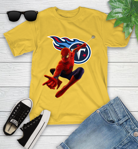 NFL Spider Man Avengers Endgame Football Tennessee Titans Youth T-Shirt 8
