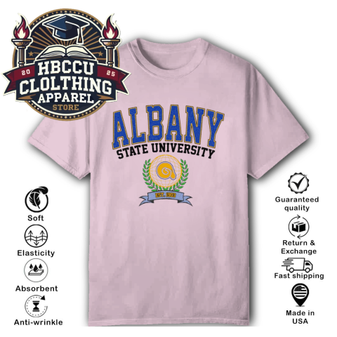 Albany State University ASU HBCU T-Shirt z7m3 albany state university asu hbcu classic t shirt 2 front light pink HBCU Clothing Apparel
