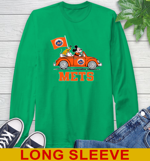 MLB Baseball New York Mets Pluto Mickey Driving Disney Shirt Long Sleeve T-Shirt 7