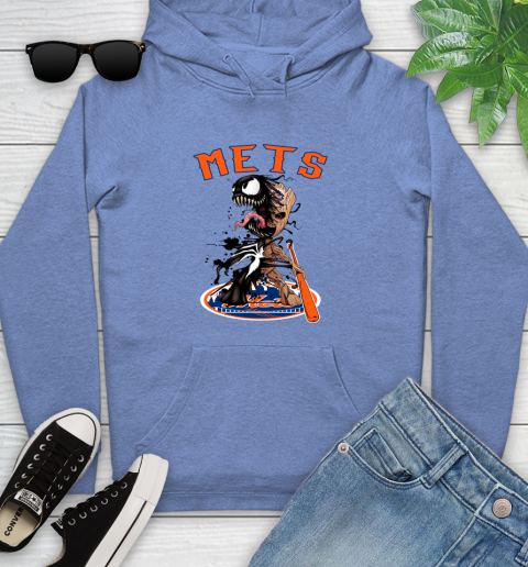 MLB New York Mets Baseball Venom Groot Guardians Of The Galaxy Youth Hoodie 12