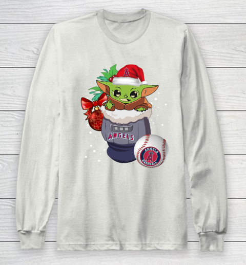 Los Angeles Angels Christmas Baby Yoda Star Wars Funny Happy MLB Long Sleeve T-Shirt 12