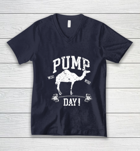 Funny Pump Day Hump Day Camel Weight Lifting Training Gym V-Neck T-Shirt - Image 3