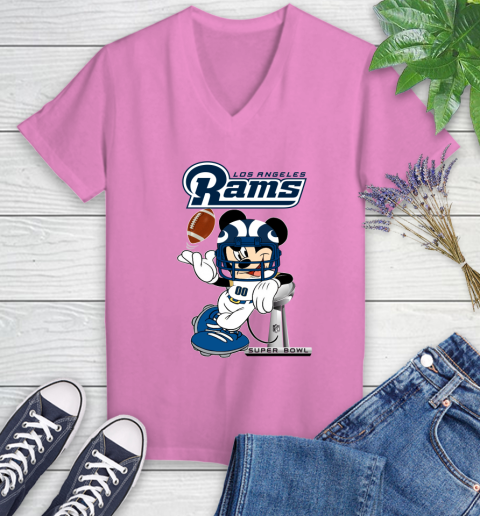 NFL Los Angeles Rams Mickey Mouse Disney Super Bowl Football T Shirt Women s V Neck T Shirt Tee For Sports