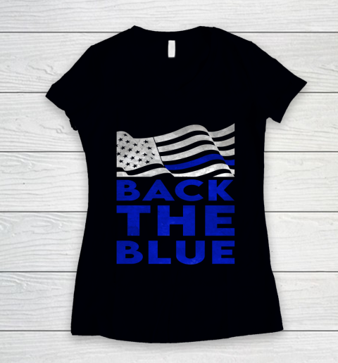 BACK THE BLUE Thin Blue Line Women's V-Neck T-Shirt