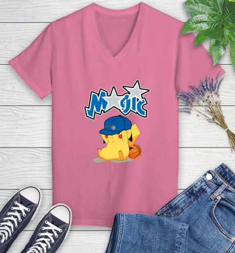 NBA Pikachu Basketball Sports Orlando Magic Women's V-Neck T-Shirt 14 NBA Pikachu Basketball Sports Orlando Magic Women's V-Neck T-Shirt - Image 14