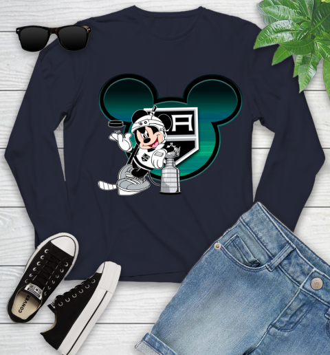 NHL Los Angeles Kings Stanley Cup Mickey Mouse Disney Hockey T Shirt Youth Long Sleeve 3
