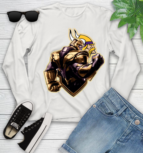 NFL Thanos Avengers Endgame Football Sports Minnesota Vikings Youth Long Sleeve 12