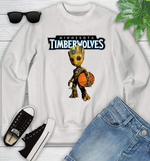 Minnesota Timberwolves NBA Basketball Groot Marvel Guardians Of The Galaxy Youth Sweatshirt