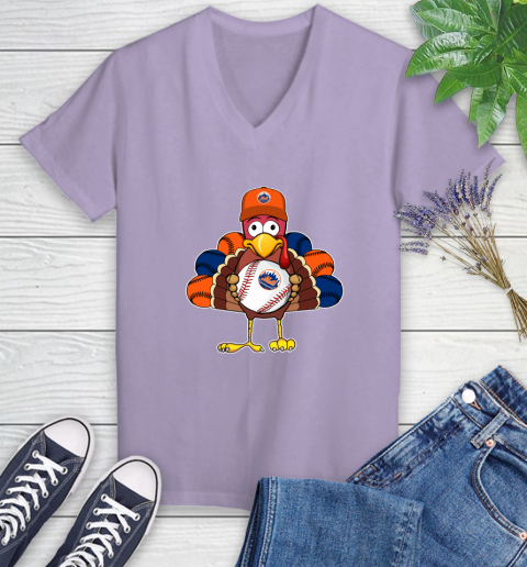 New York Mets Turkey thanksgiving Women's V-Neck T-Shirt 14