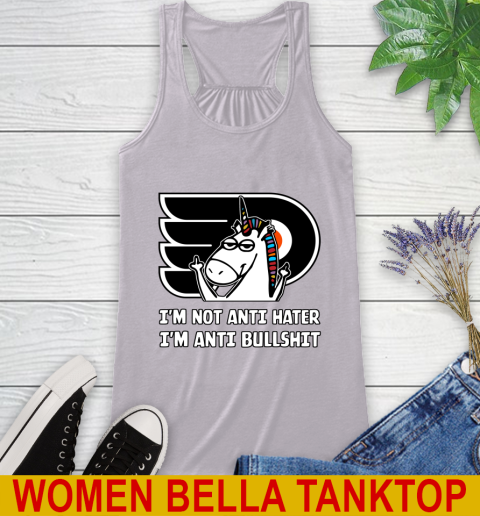 Philadelphia Flyers NHL Hockey Unicorn I'm Not Anti Hater I'm Anti Bullshit Racerback Tank 5