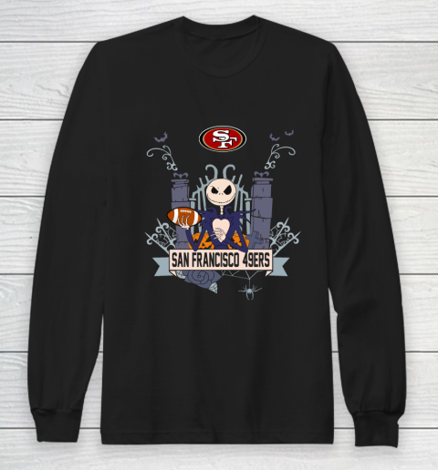 NFL San Francisco 49ers Football Jack Skellington Halloween Long Sleeve T-Shirt