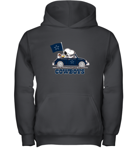 Snoopy And Woodstock Ride The Dallas Cowboys Car NFL Youth Hoodie