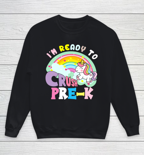 Back to school shirt ready to crush pre K unicorn Youth Sweatshirt