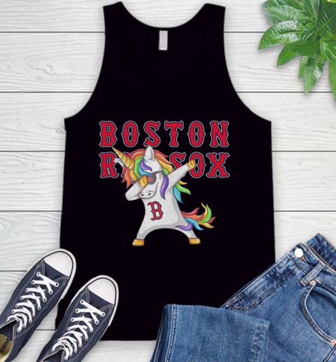Boston Red Sox MLB Baseball Funny Unicorn Dabbing Sports Tank Top 2