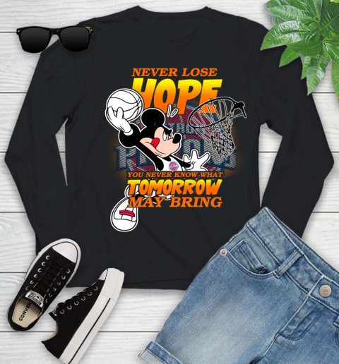 Detroit Pistons NBA Basketball Mickey Disney Never Lose Hope Youth Long Sleeve