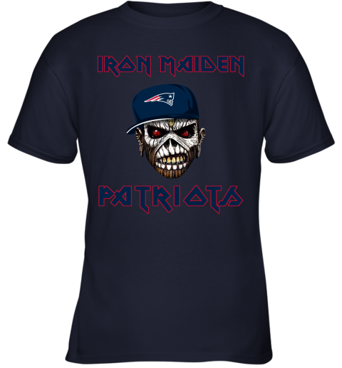 NFL New England Patriots Iron Maiden Rock Band Music Football Sports o8HVmNt2A3B youth t shirt 26 95 151514 front navy