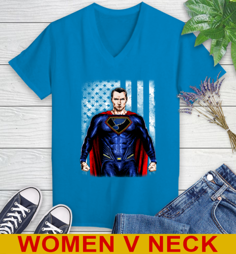 NHL Hockey St.Louis Blues Superman DC Shirt Women's V-Neck T-Shirt 7