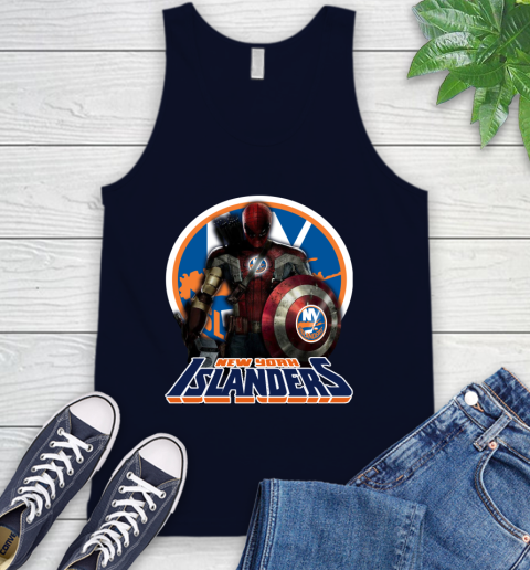 NHL Captain America Thor Spider Man Hawkeye Avengers Endgame Hockey New York Islanders Tank Top 3