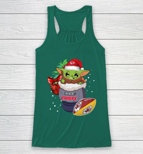 Kansas City Chiefs Christmas Baby Yoda Star Wars Funny Happy NFL Racerback Tank 6