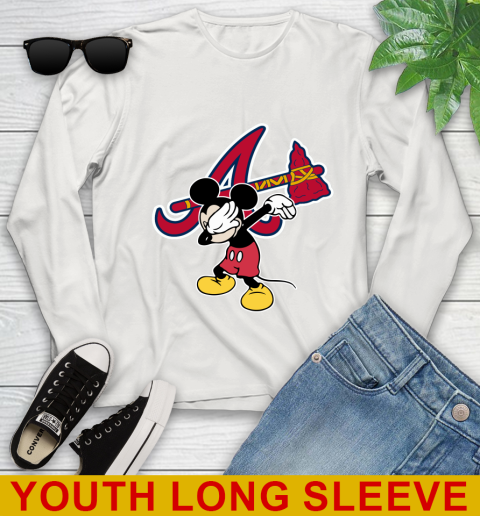 Atlanta Braves MLB Baseball Dabbing Mickey Disney Sports Youth Long Sleeve 12