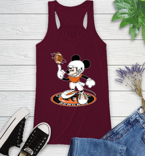 NFL Football Cincinnati Bengals Cheerful Mickey Disney Shirt Racerback Tank 3