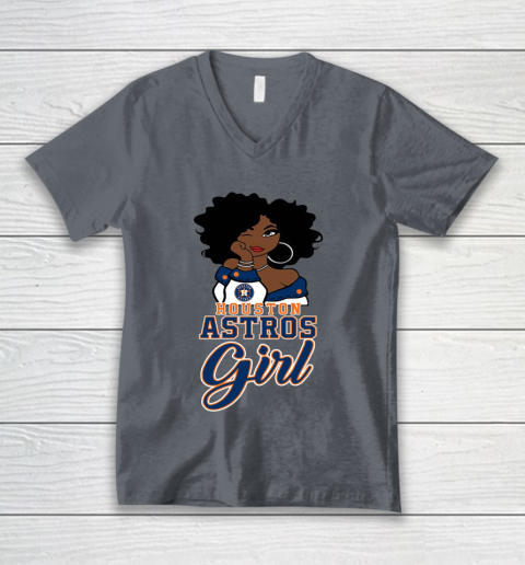 Houston Astross Girl MLB V-Neck T-Shirt 5