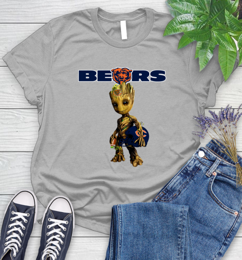 Chicago Bears NFL Football Groot Marvel Guardians Of The Galaxy Women's T-Shirt 5