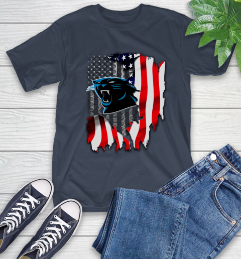 Carolina Panthers NFL Football American Flag T-Shirt 3