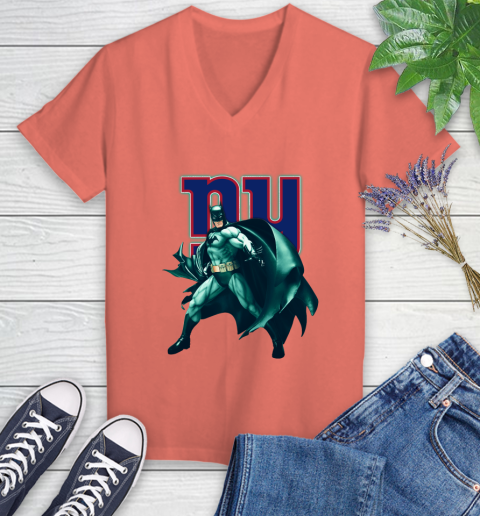 NFL Batman Football Sports New York Giants Women's V-Neck T-Shirt 6