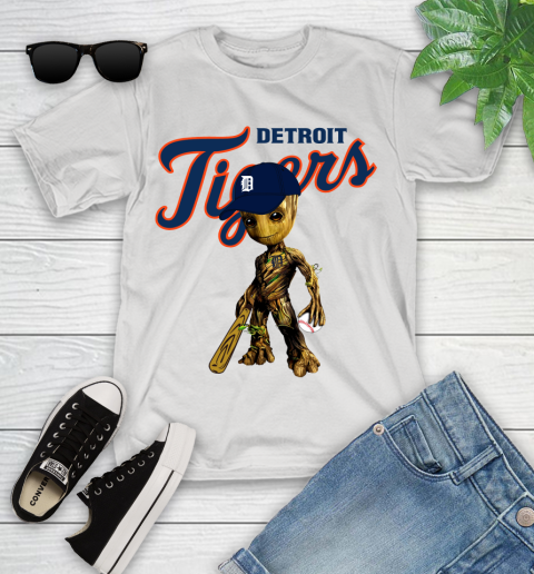 MLB Detroit Tigers Groot Guardians Of The Galaxy Baseball Youth T-Shirt