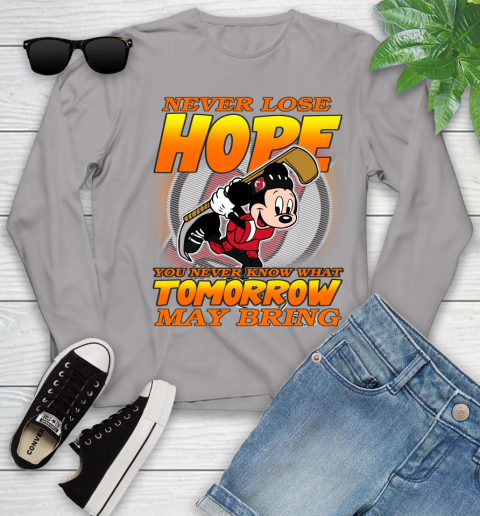 New Jersey Devils NHL Hockey ootball Mickey Disney Never Lose Hope Youth Long Sleeve 5