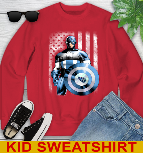 Tennessee Titans NFL Football Captain America Marvel Avengers American Flag Shirt Youth Sweatshirt 7