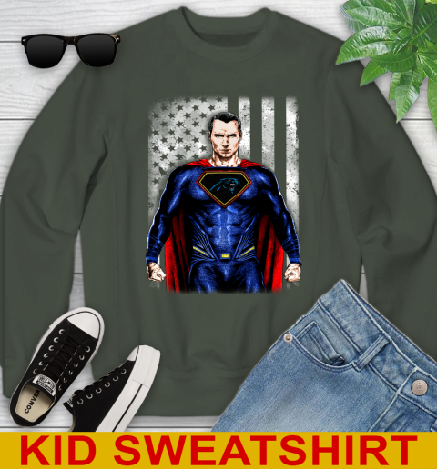 NFL Football Carolina Panthers Superman DC Shirt Youth Sweatshirt 8