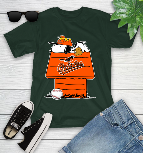 MLB Baltimore Orioles Snoopy Woodstock The Peanuts Movie Baseball T Shirt Youth T-Shirt 5