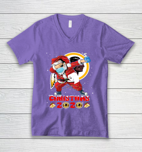 Washington Redskins Funny Santa Claus Dabbing Christmas 2020 NFL V-Neck T-Shirt 8