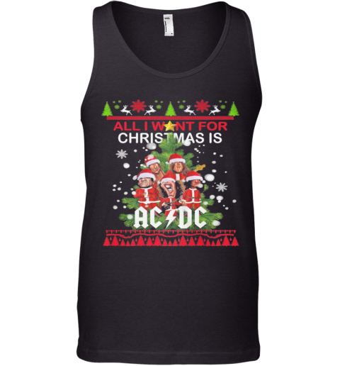 All I Want For Christmas AC DC Ugly Christmas Tank Top