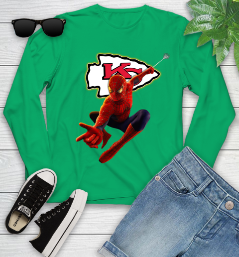 NFL Spider Man Avengers Endgame Football Kansas City Chiefs Youth Long Sleeve 6