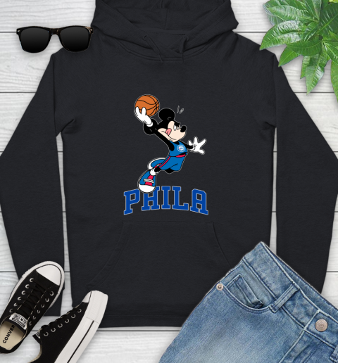 NBA Basketball Philadelphia 76ers Cheerful Mickey Mouse Shirt Youth Hoodie